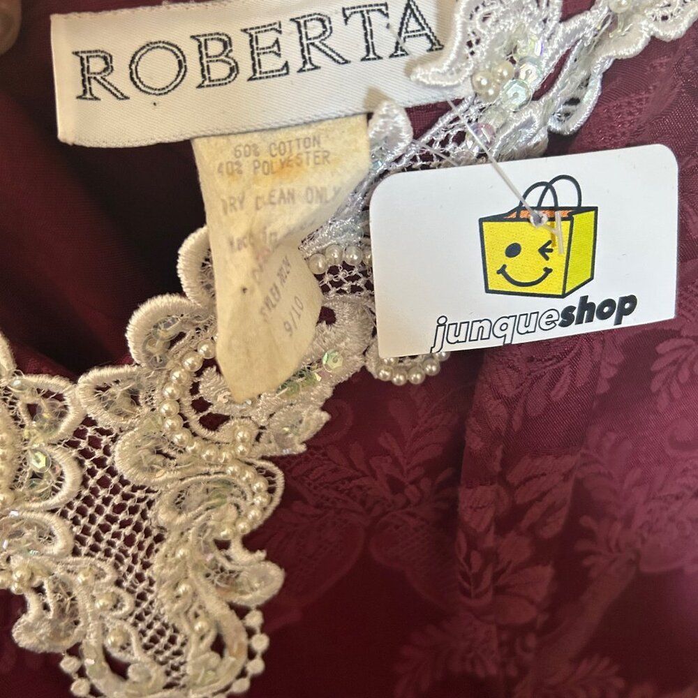 Vintage Roberta Mock-Neck Strapless Dress with Embroidered Collar - Size 9/10 - Picture 10 of 10